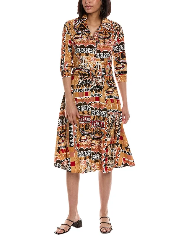 Women's shirt dress ruffle -Samantha Sung Abel Shirtdress