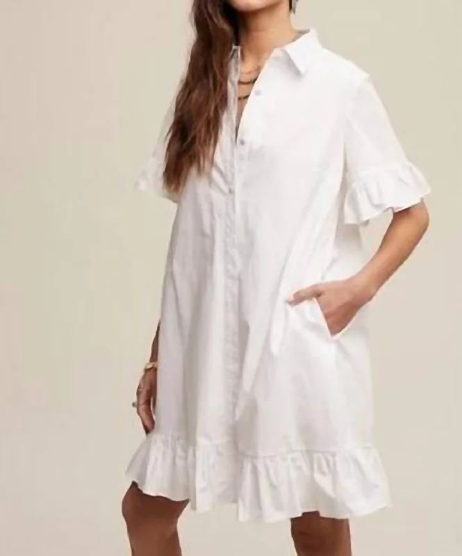 Women's shirt dress petite -Poplin Shirt Dress In White