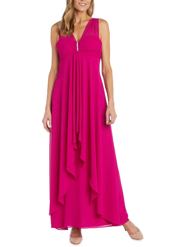 Ladies sleeveless dress concert -Womens Gathered Sleeveless Evening Dress