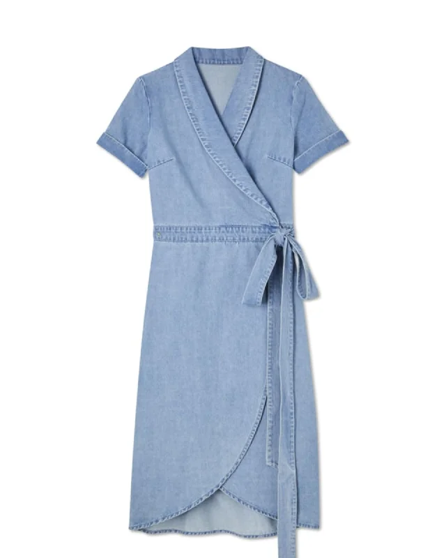 Ladies midi dress stretch -Denim Brooklyn Midi Dress | Light Wash