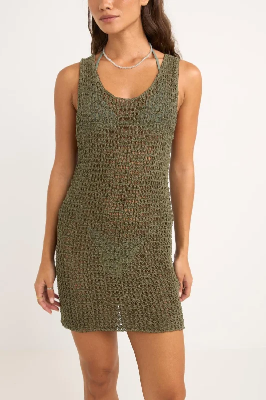 Women's mini dress bright -Maddi Scoop Neck Mini Dress Olive