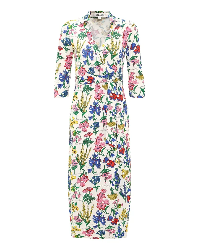 Ladies midi dress cozy -DVF ABIGAIL MIDI DRESS | BOTANICALS