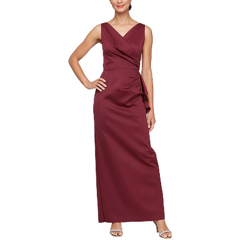 Ladies sleeveless dress chic -Womens Ruched Sleeveless Evening Dress