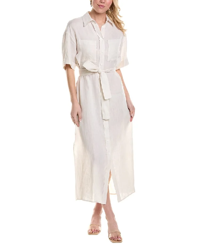 Women's shirt dress spread collar -Peserico Linen Shirtdress