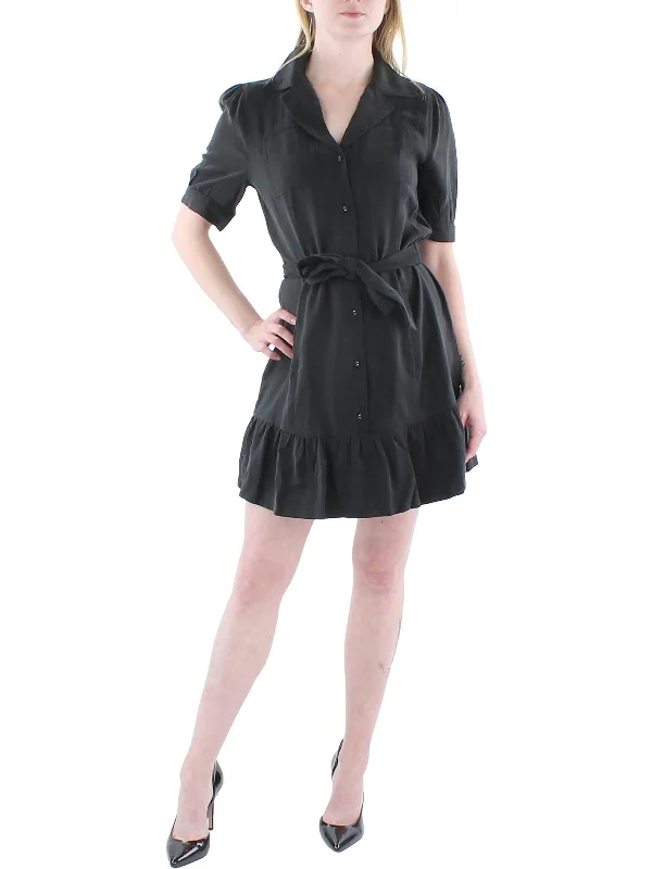 Women's shirt dress tunic -Mayslie Womens Collared Short Sleeve Shirtdress