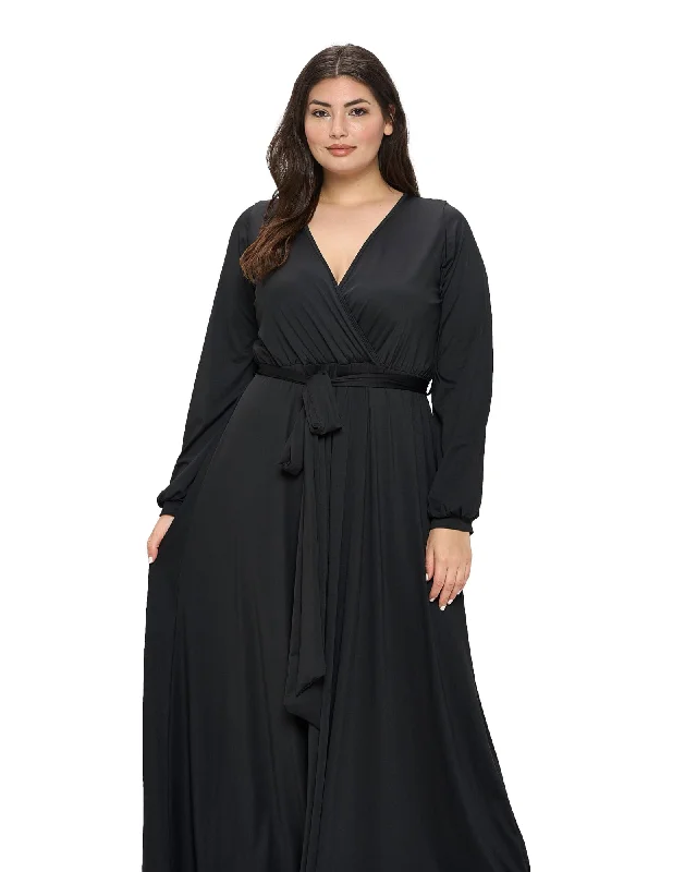 Women's maxi dress green -Espinoza Surplice Maxi Dress | Black