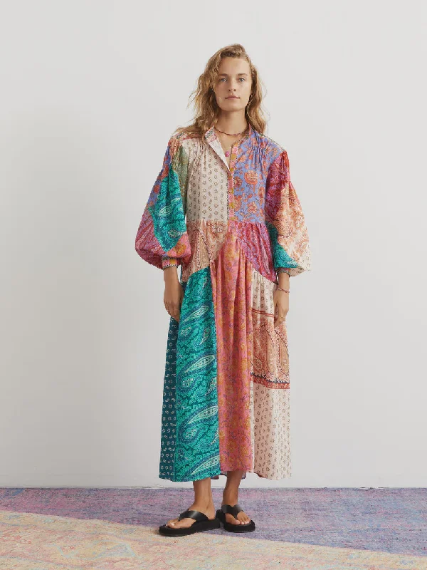 Women's maxi dress jewel tone -Kaleido Maxi Smock Dress