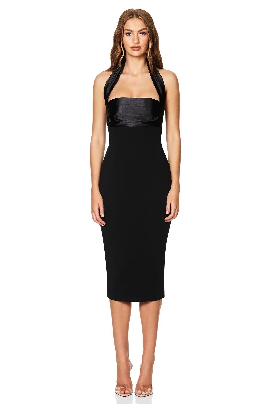 Ladies midi dress knitted -Nookie Renaissance Midi Dress - Black