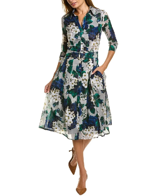 Women's shirt dress cap sleeve -Samantha Sung Audrey 3 Silk Shirtdress