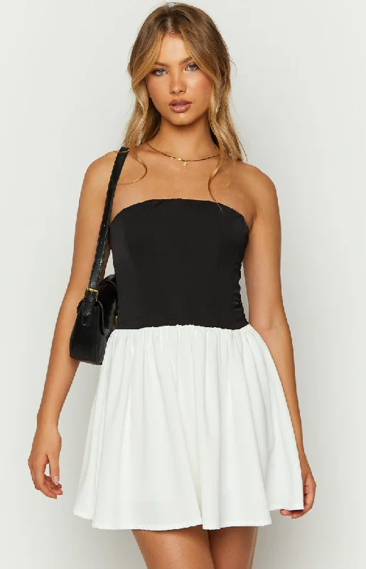 Women's mini dress graduation -Draven Black And White Corset Mini Dress