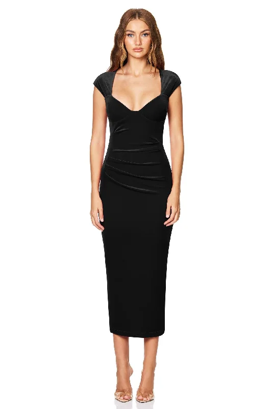 Ladies midi dress modern -Nookie Mystery Midi Dress - Black