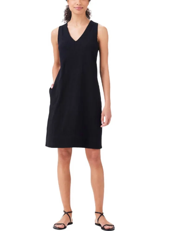 Ladies sleeveless dress sophisticated -Nzt Sleeveless V-Neck Dress In Black Onyx