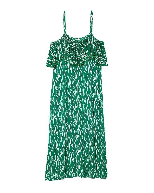 Women's maxi dress solid color -Ocean Side Maxi | Forest Green / White