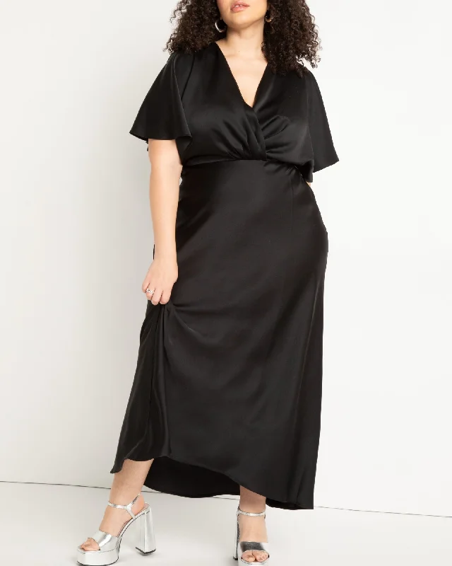 Women's maxi dress pageant -Kimono Sleeve Maxi Dress | Black Onyx