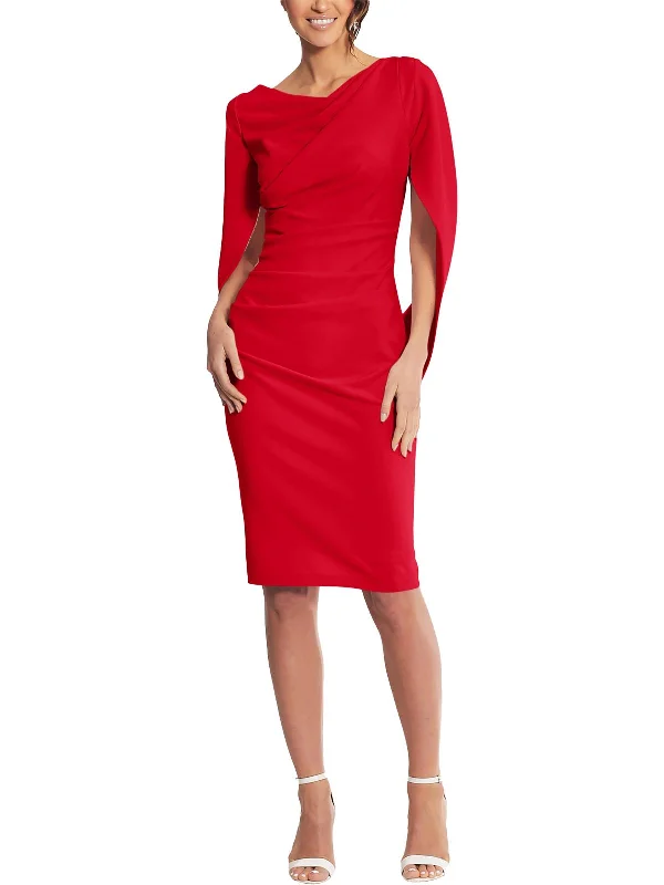 Ladies party dress mini -Womens Caped Party Sheath Dress