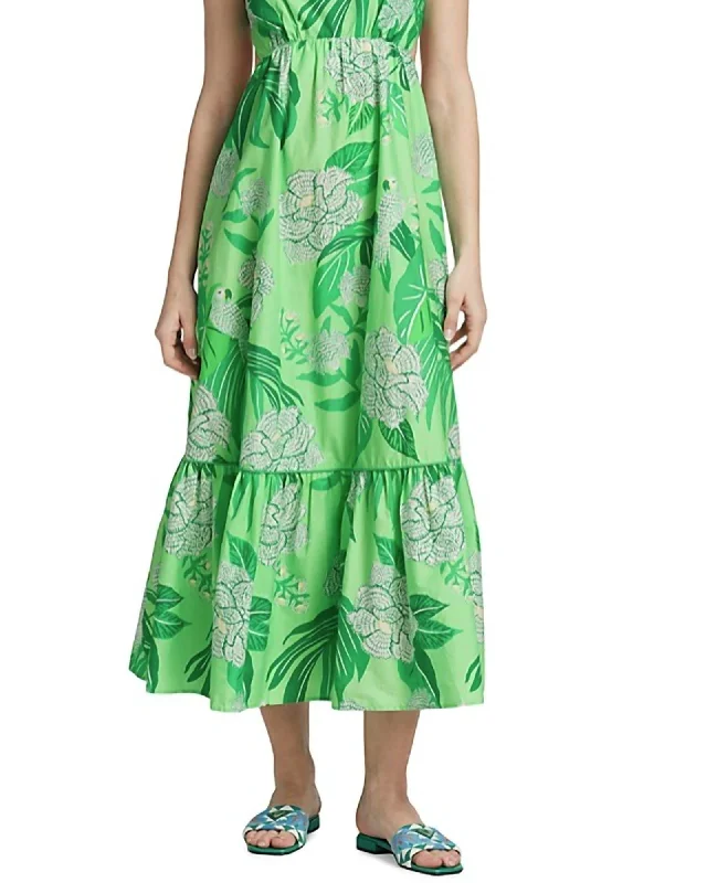 Ladies midi dress bamboo -Dewdrop Floral Midi Dress in Green | Green