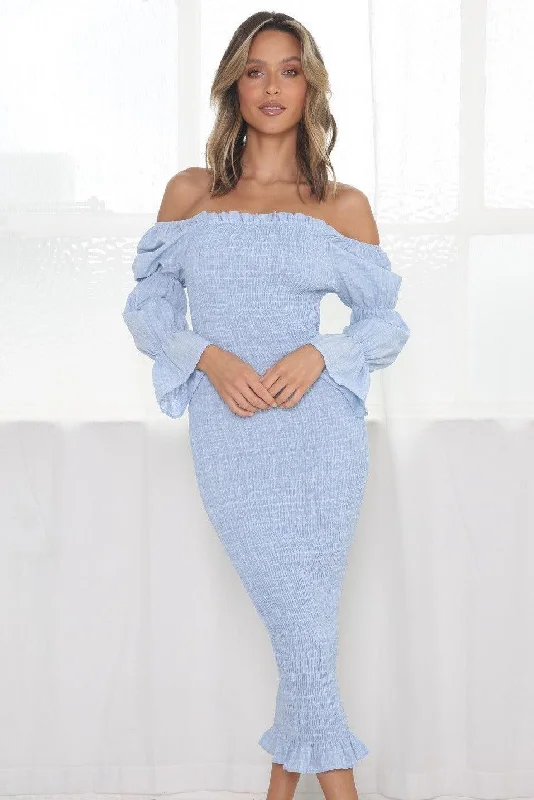 Ladies midi dress scoop neck -Grace Midi Dress - Baby Blue