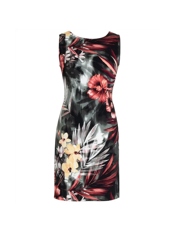 Ladies sleeveless dress amethyst -Womens Floral Sleeveless Sheath Dress