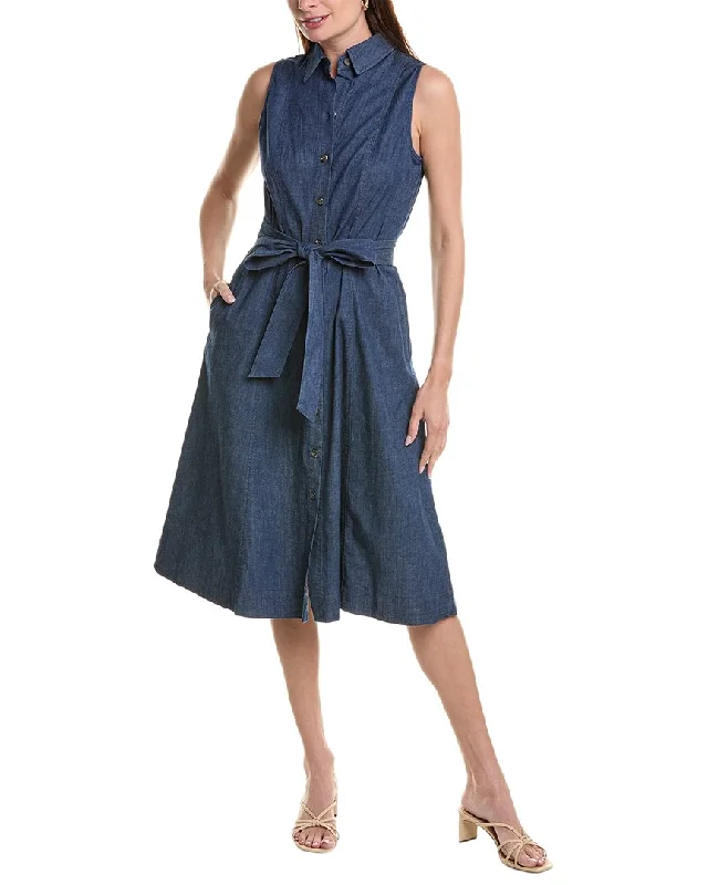 Women's shirt dress lightweight cotton -Anne Klein Denim Shirtdress