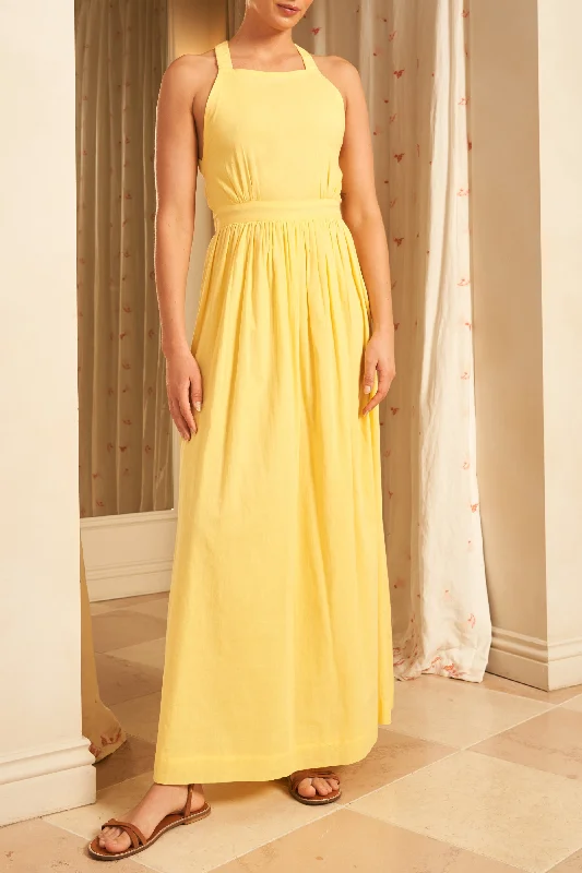 Women's maxi dress romantic -Gabriela Backless Maxi Dress, Amarillo