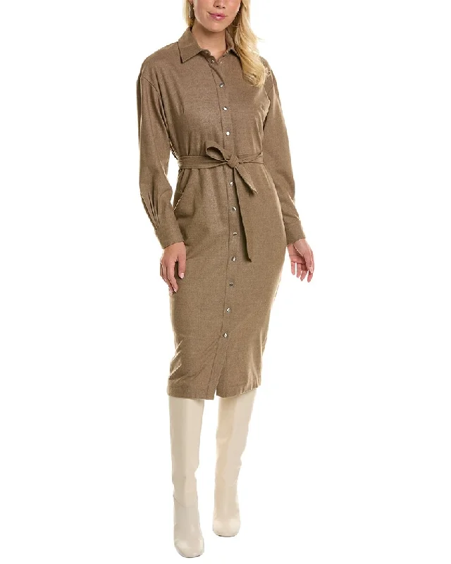 Women's shirt dress three quarter sleeve -Max Mara Fronda Wool-Blend Shirtdress