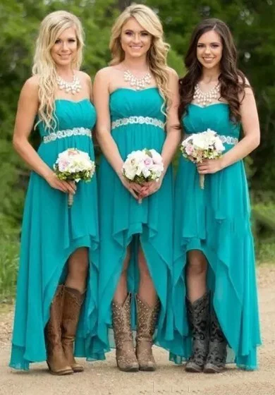 Ladies sleeveless dress evening -Sweetheart A-line High-low Sleeveless Chiffon Bridesmaid Dress with Zipper Back