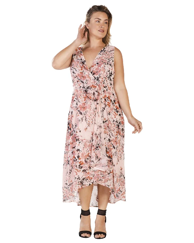 Women's maxi dress scalloped -Leia High Low Maxi Dress | Garden Floral