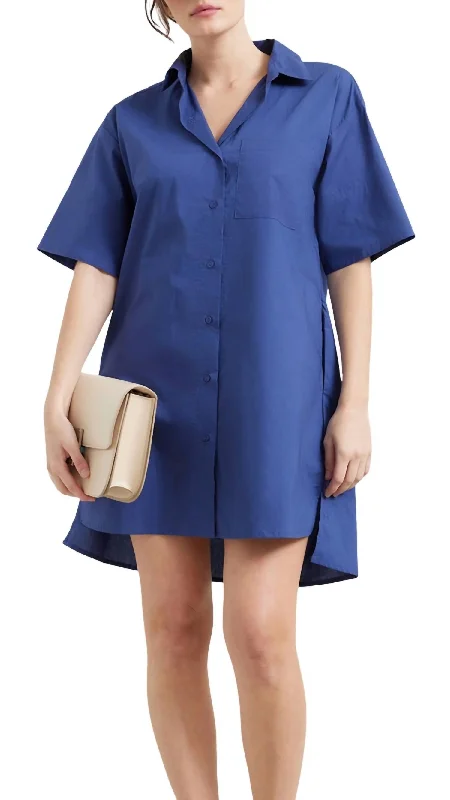 Women's shirt dress summer -Tala Shirt Dress In Dark Cobalt