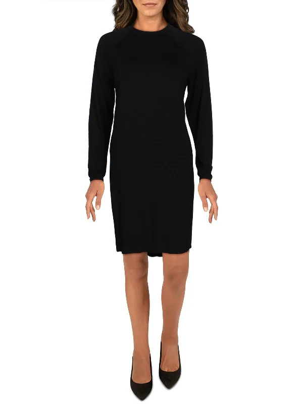 Women's shirt dress elegant -Womens Casual Knee Sweatshirt Dress