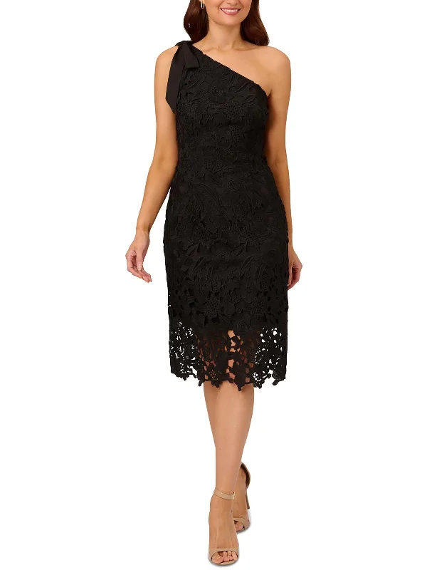 Ladies party dress striking -Womens Lace One Shoulder Cocktail And Party Dress