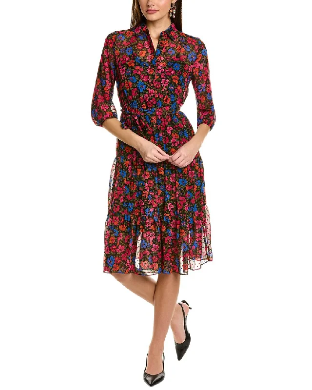 Women's shirt dress double breasted -Nanette Nanette Lepore Swiss Dot Shirtdress