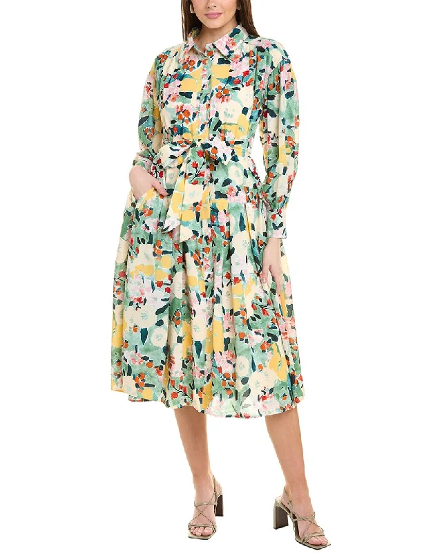 Women's shirt dress empire waist -Gracia Watercolor Print Shirtdress