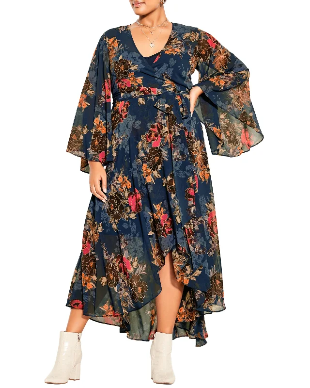 Women's maxi dress tie front -Floral Twist Maxi | Navy Floral Twist