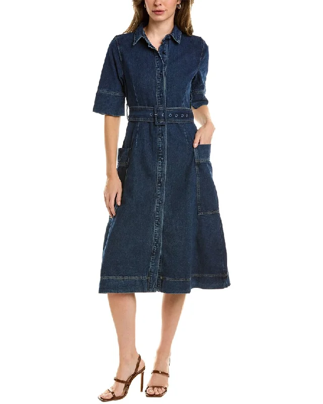 Women's shirt dress side pocket -Gracia Denim Shirtdress