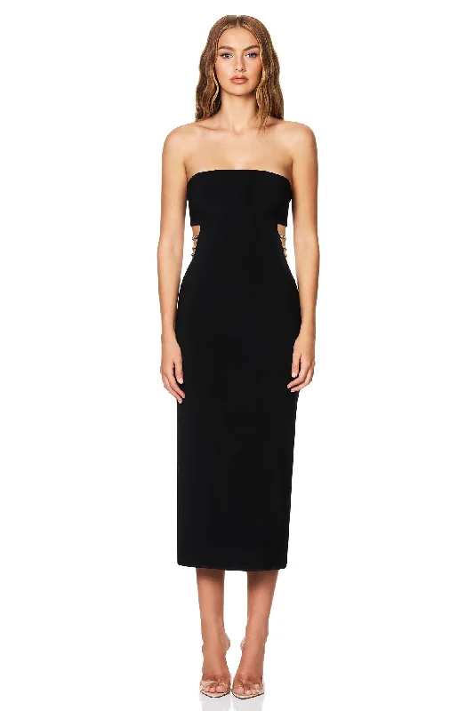 Ladies midi dress red carpet -Nookie Mila Midi Dress - Black