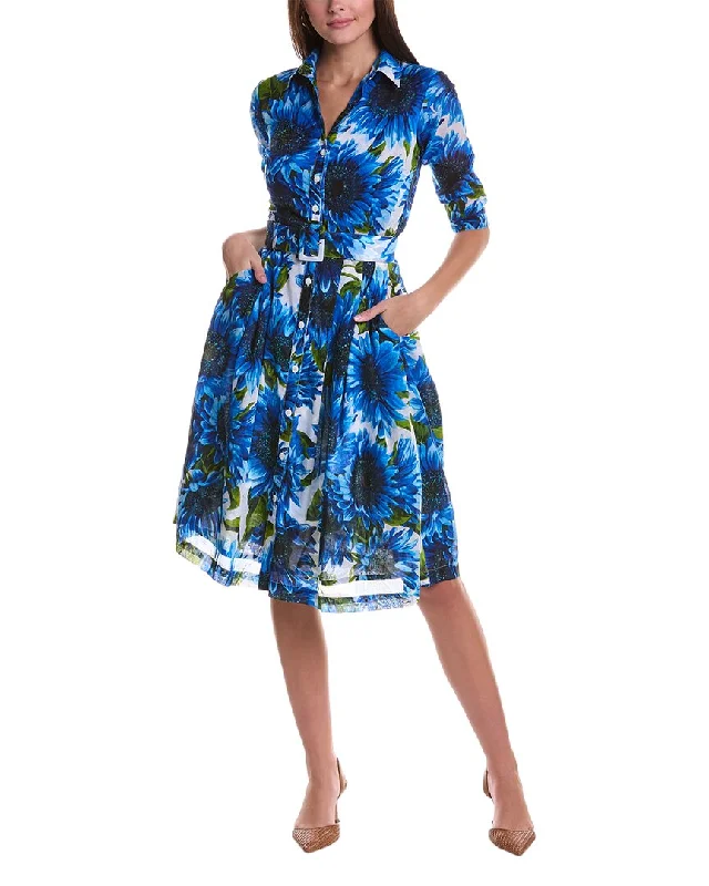 Women's shirt dress flutter sleeve -Samantha Sung Audrey 3 Silk Shirtdress