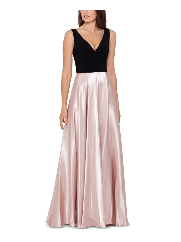 Ladies sleeveless dress gala -Womens V-Neck Sleeveless Evening Dress