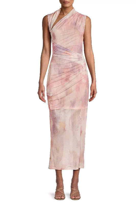 Ladies midi dress reception -Misha Tillie Mesh Midi Dress - Waterlily Print