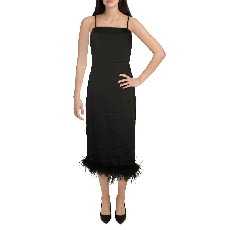 Ladies party dress sheath -Womens Feathers Strapless Cocktail And Party Dress