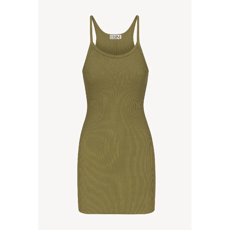 Women's mini dress velvet -Tank Mini Dress | Olive