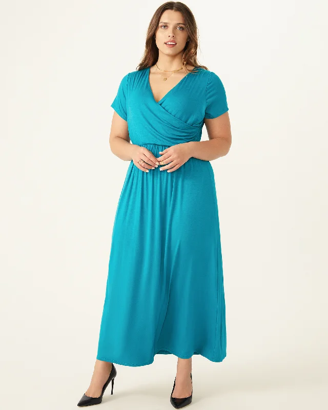 Women's maxi dress clearance -Carnation Wrap Maxi Dress | Teal