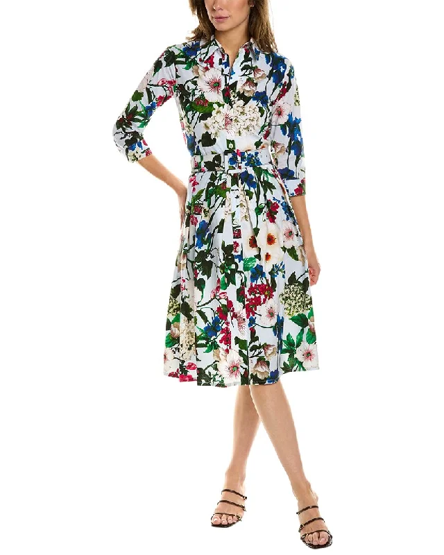 Women's shirt dress flowy -Samantha Sung Audrey 1 3/4-Sleeve Shirtdress