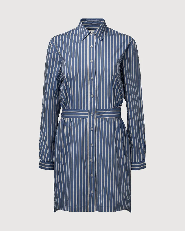 Women's mini dress formal -Rachel Parcell | Classic Button Down Mini Dress | Stripe Blue Horizon