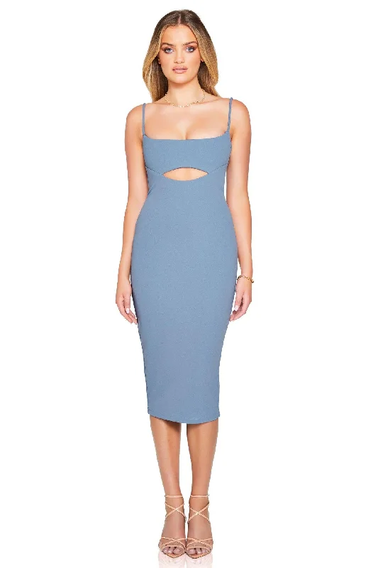 Ladies midi dress onyx -Nookie Bliss Midi Dress - Bluebell