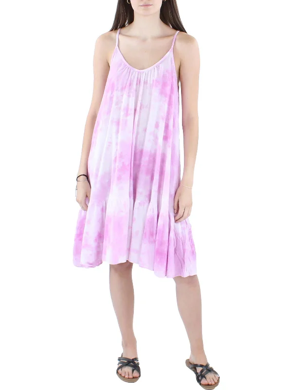 Ladies sleeveless dress gathering -Womens Tie-Dye Sleeveless Sundress