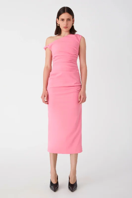 Ladies midi dress purple -Misha Alaska Midi Dress - Tulip Pink