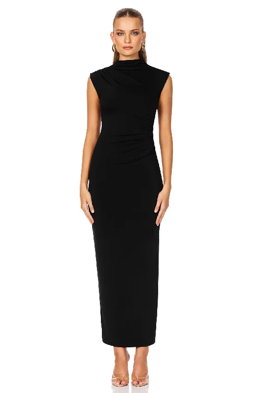 Ladies midi dress ombre -Nookie Olivia High Neck Midi Dress - Black