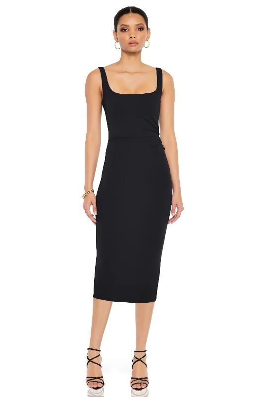 Ladies midi dress gathered -Nookie Glory Midi Dress - Black