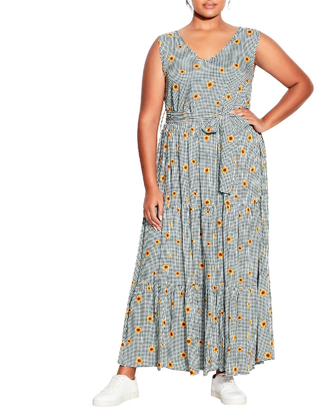 Women's maxi dress stretch -Seashore Maxi Dress | Gingham Daisy