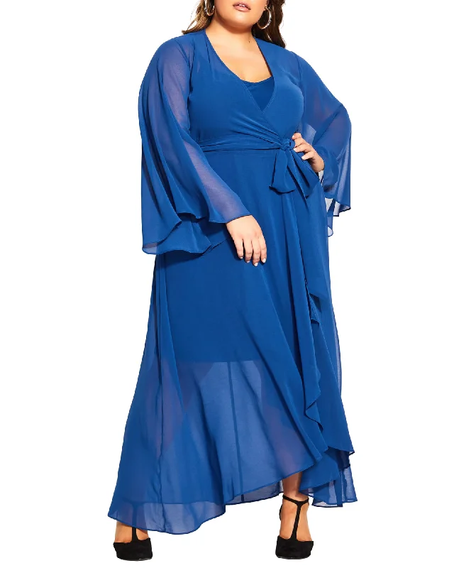 Women's maxi dress sheer -Fleetwood Maxi | Deep Blue